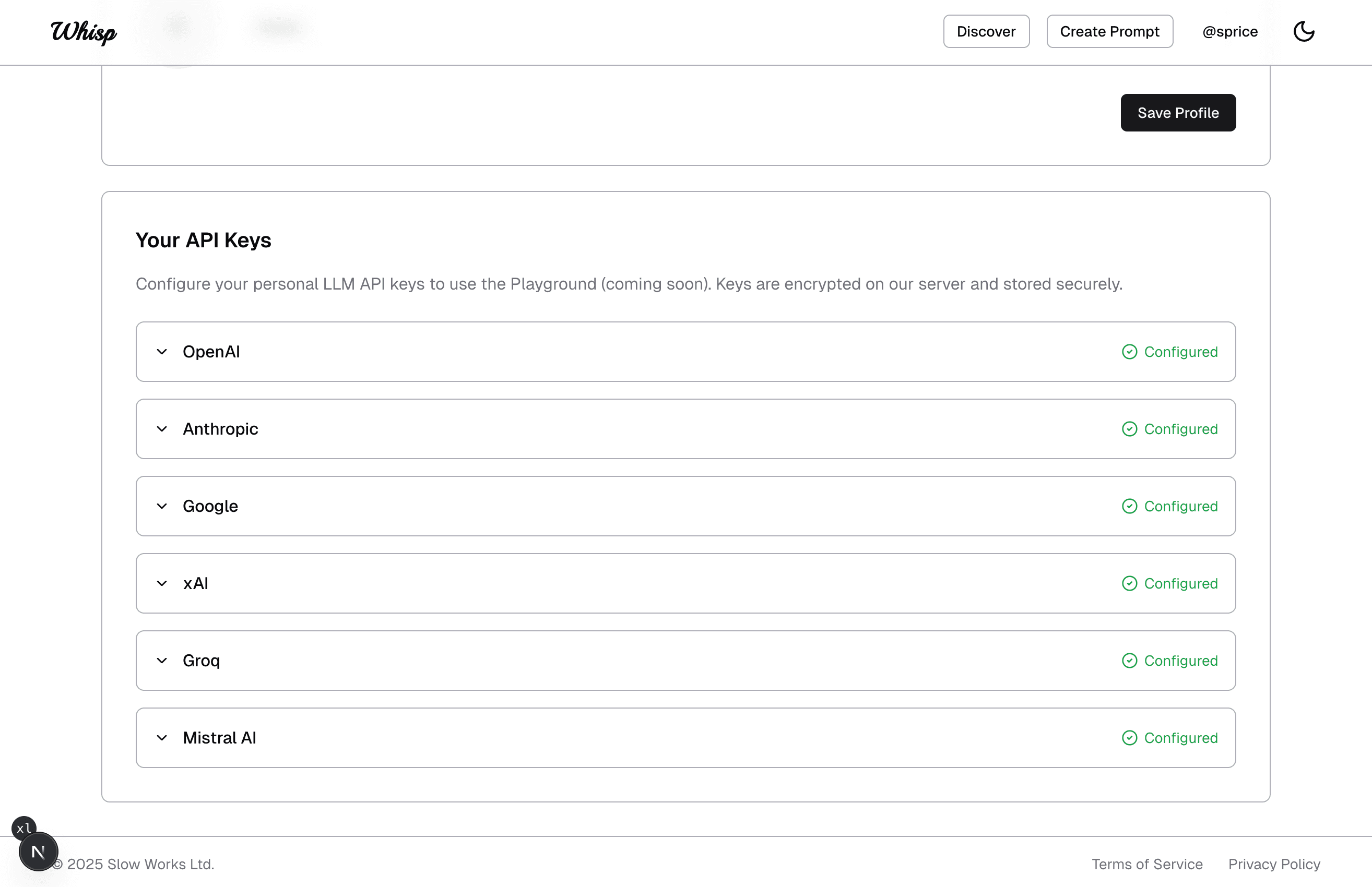 Bring Your Own API Keys feature screenshot